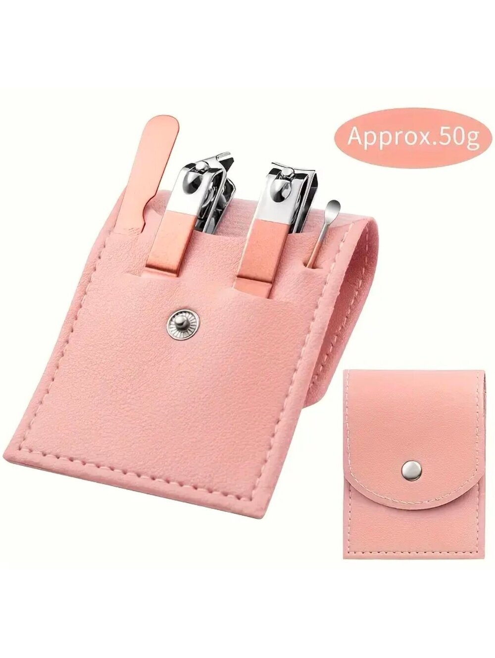 New - 5Pcs Stainless Steel Classic Style Portable Nail Clipper Nail Kit - Pink